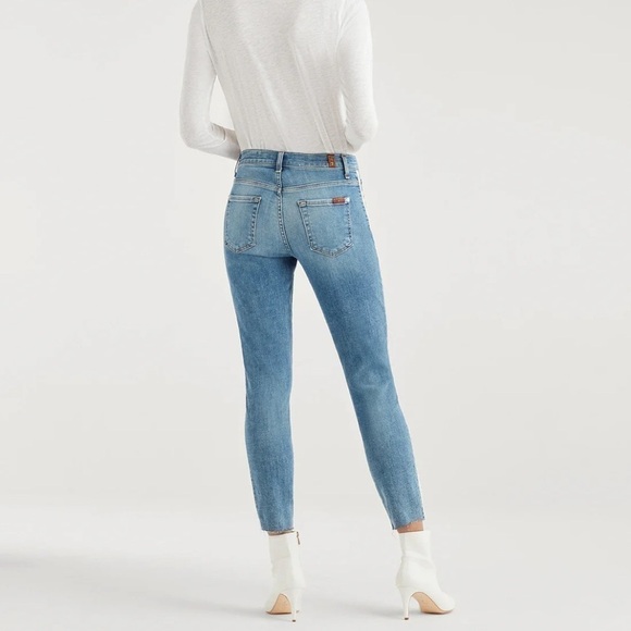 7 For All Mankind Ankle Skinny with Cut Off Hem and Double White Stripes-Size 24 - Picture 7 of 14